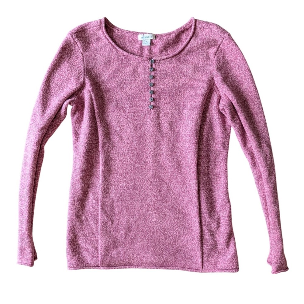 Sundance Women's Homestead Henley Sweater Pink Silk Blend Knit Top- Size S - Picture 2 of 7